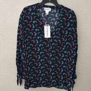 Women’s For The Republic Blue Peacock Top, Size Small
